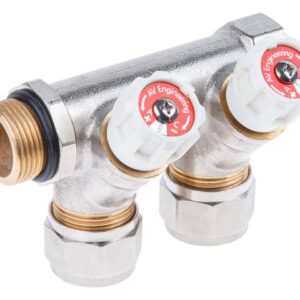 Коллектор с отсекающими вентилями, 3/4" х 2 вых. (16 х 2.0), AV Engineering