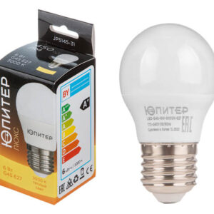 Лампа светодиодная G45 ШАР 6 Вт 170-240В E27 3000К ЮПИТЕР ЛЮКС