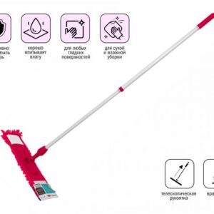 Швабра для пола с насадкой из шенилла, фуксия, PERFECTO LINEA