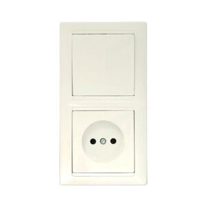 Блок выкл. 1 клав. + розетка (скрытая, б/з) бежевый, Стиль, BYLECTRICA