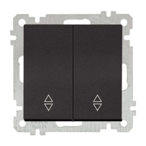 Выключатель проходной 2-клав. (скрытый, без рамки, винт. зажим) черный, DARIA, MUTLUSAN