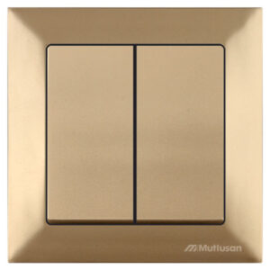 Выключатель 2-клав. (скрытый, пруж. зажим) золото, DARIA, MUTLUSAN