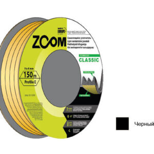 Уплотнитель "E" черный 9x4 мм сдвоенный профиль (2х75м) ZOOM CLASSIC