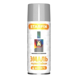 Краска-эмаль аэроз. термостойкая силиконовая серебристый STARFIX 520мл