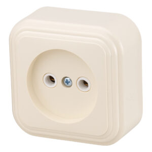 Розетка 1-ая (открытая, б/з) бежевая, Стандарт, Юпитер