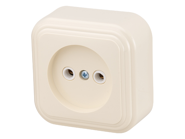 Розетка 1-ая (открытая, б/з) бежевая, Стандарт, Юпитер
