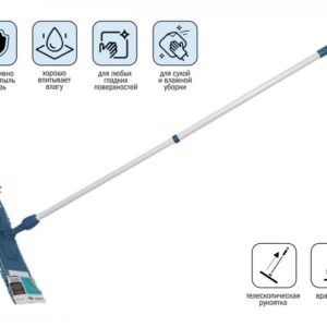 Швабра для пола с насадкой из шенилла, темно-синяя, PERFECTO LINEA