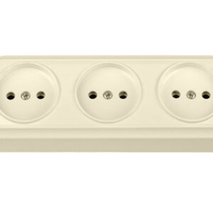 Розетка 3-ая (открытая, б/з) бежевая, Вариант, BYLECTRICA