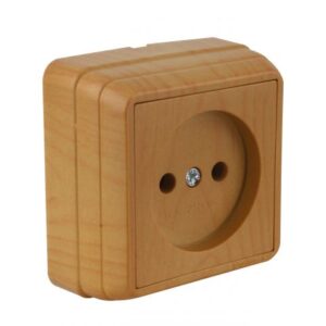 Розетка 1-ая (открытая, б/з) дуб, BRON, MUTLUSAN