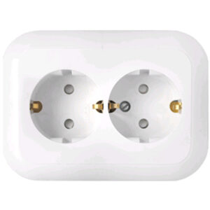 Розетка 2-ая (скрытая, с/з, со шторками) белая, Гармония, BYLECTRICA