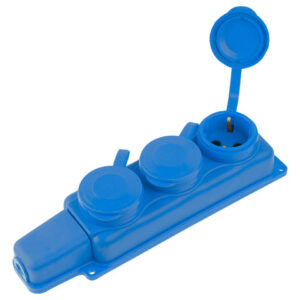 Розетка 3-ая переносная (с/з, 16А, 250В, брызг. защ.) каучук, синяя Юпитер