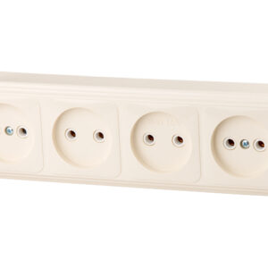 Розетка 4-ая (открытая, б/з) бежевая, Стандарт, Юпитер