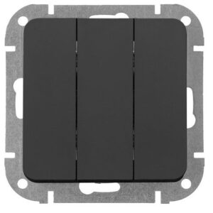 Выключатель 3 клав. (cкрытый, 10А) карбон, Astrum, BYLECTRICA