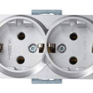 Розетка 2-ая (скрытая, с/з) серебро, RITA, MUTLUSAN