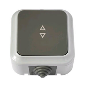 Выключатель 1 клав. проходной (открытый, 10А, брызг. защ.) серый, Пралеска Аква, BYLECTRICA