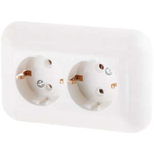 Розетка 2-ая (скрытая, с/з) белая, Эконом, Юпитер