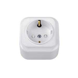 Розетка 1-ая (открытая, с/з, з/ш) белая, Вариант, Bylectrica