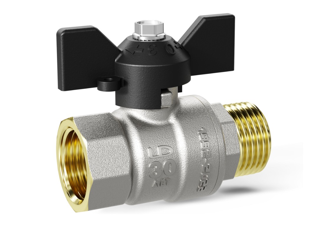 Кран шаровый 1 1/4" нар.-вн. бабочка PN 25 LD