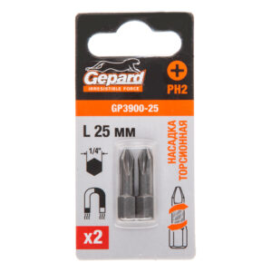 Насадка крестообразная PH2 25мм 2шт торсионная GEPARD (GP3900-25)