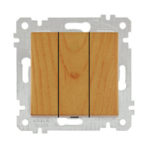 Выключатель 3-клав. (скрытый, без рамки, пруж. зажим) дуб, RITA, MUTLUSAN