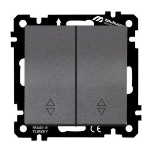 Выключатель проходной 2-клав. (скрытый, без рамки, винт. зажим) дымчатый, DARIA, MUTLUSAN