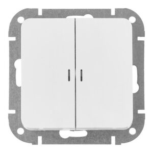 Выключатель 2 клав. (cкрытый, 10А) со световой индикацией белый, Astrum, BYLECTRICA