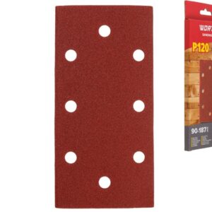 Шлифлист 90х187 мм Р120 д/дерева самосцепл. 8 отв. 5 шт. WORTEX