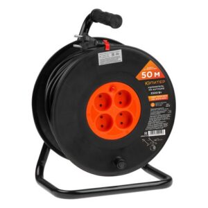 Удлинитель на катушке 50м (4 роз., 3,5кВт, б/з, ПВС 2х1,5) Юпитер