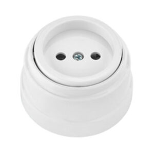 Розетка 1-ая (открытая, б/з) белая, Ретро, BYLECTRICA