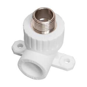 Колено ПП комб. с креплен. нар. 20х1/2", бел. РТП