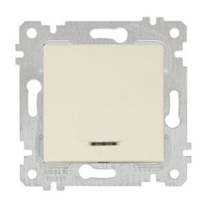 Выключатель 1-клав. (с подсветкой, скрытый, без рамки, винт. зажим) кремовый, RITA, MUTLUSAN