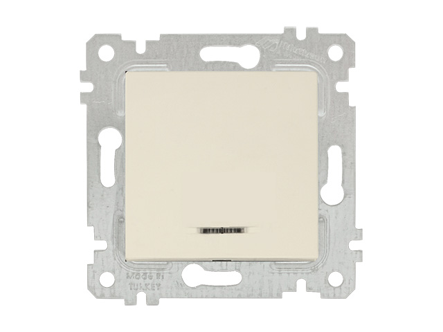 Выключатель 1-клав. (с подсветкой, скрытый, без рамки, винт. зажим) кремовый, RITA, MUTLUSAN
