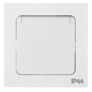 Розетка 1-ая с з/к крышкой (скрытая, с/з, з/ш, брызг. защ.) белая, Astrum, BYLECTRICA