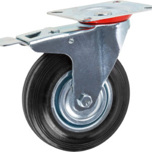 Опора колёсная d-125мм на площадке с фиксатором, резиновая STARFIX