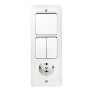 Блок выкл. 3 клав. + розетка (скрытая, с/з) белая, Паритет, BYLECTRICA