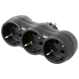 Разветвитель 3-местный (с/з, 16А, 250В) черный, Bylectrica