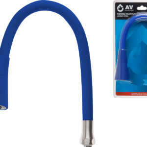 Излив гибкий с двухрежимной лейкой синий для смесителя, AV Engineering