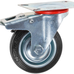 Опора колёсная d-75мм на площадке с фиксатором, резиновая STARFIX