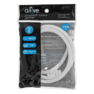 Шланг душевой, PVC, 1/2" г-г 150 см, белый, a-five