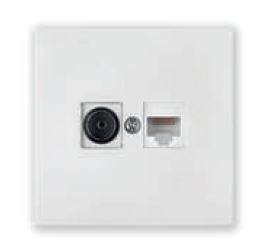 Розетка 2-ая комби компьютерная+телевизионная (скрытая) белая, Carre, BYLECTRICA