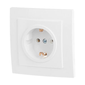 Розетка 1-ая (скрытая, с/з) белая, Стандарт, Юпитер