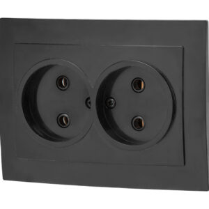 Розетка 2-ая (скрытая, б/з) черная, Стандарт, Юпитер