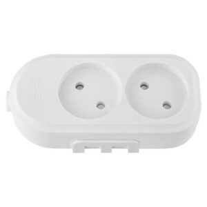 Розетка 2-ая переносная (б/з, 16А, 250В, з/ш) белая, BYLECTRICA