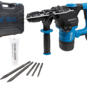 Перфоратор BULL BH 3202 в чем. 1500 Вт, 6,5 Дж, 32 мм, 2 реж. + 2 зуб., 3 сверла, SDS-plus