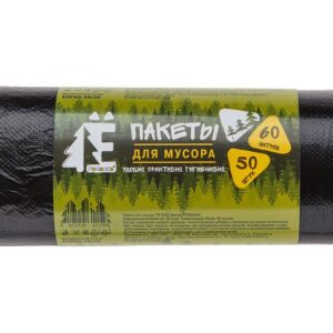 Мешки для мусора, 60 л, 50 шт, "Е-Ромашка", черные, РОМАШКА