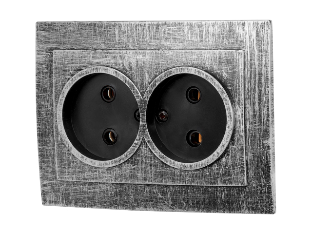 Розетка 2-ая (скрытая, б/з) серебро, Стандарт, Юпитер