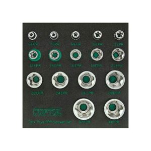 Набор головок 1/4", 3/8", 1/2" 6EPR-32EPR 16предм. TOPTUL (GABF1601)