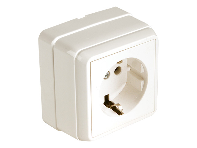 Розетка 1-ая (открытая, с/з) кремовая, BRON, MUTLUSAN