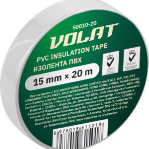Изолента ПВХ 15ммх20м белая ВОЛАТ