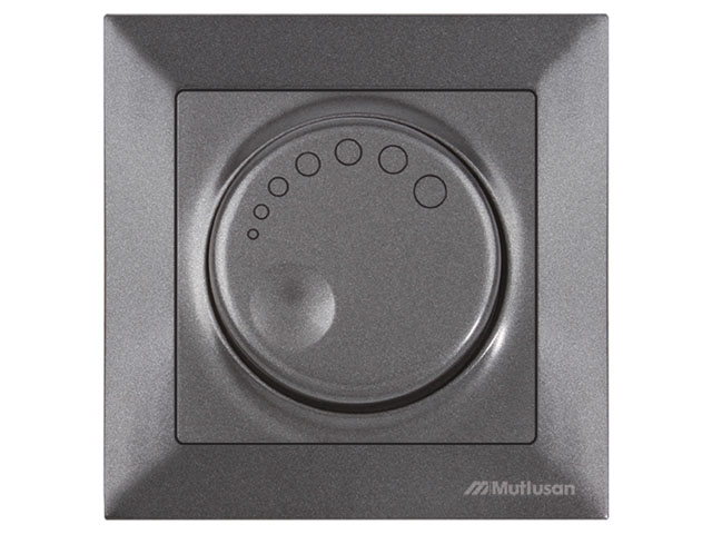 Выключатель поворотный (диммер) (скрытый, винт. зажим, 600Вт) дымчатый, DARIA, MUTLUSAN